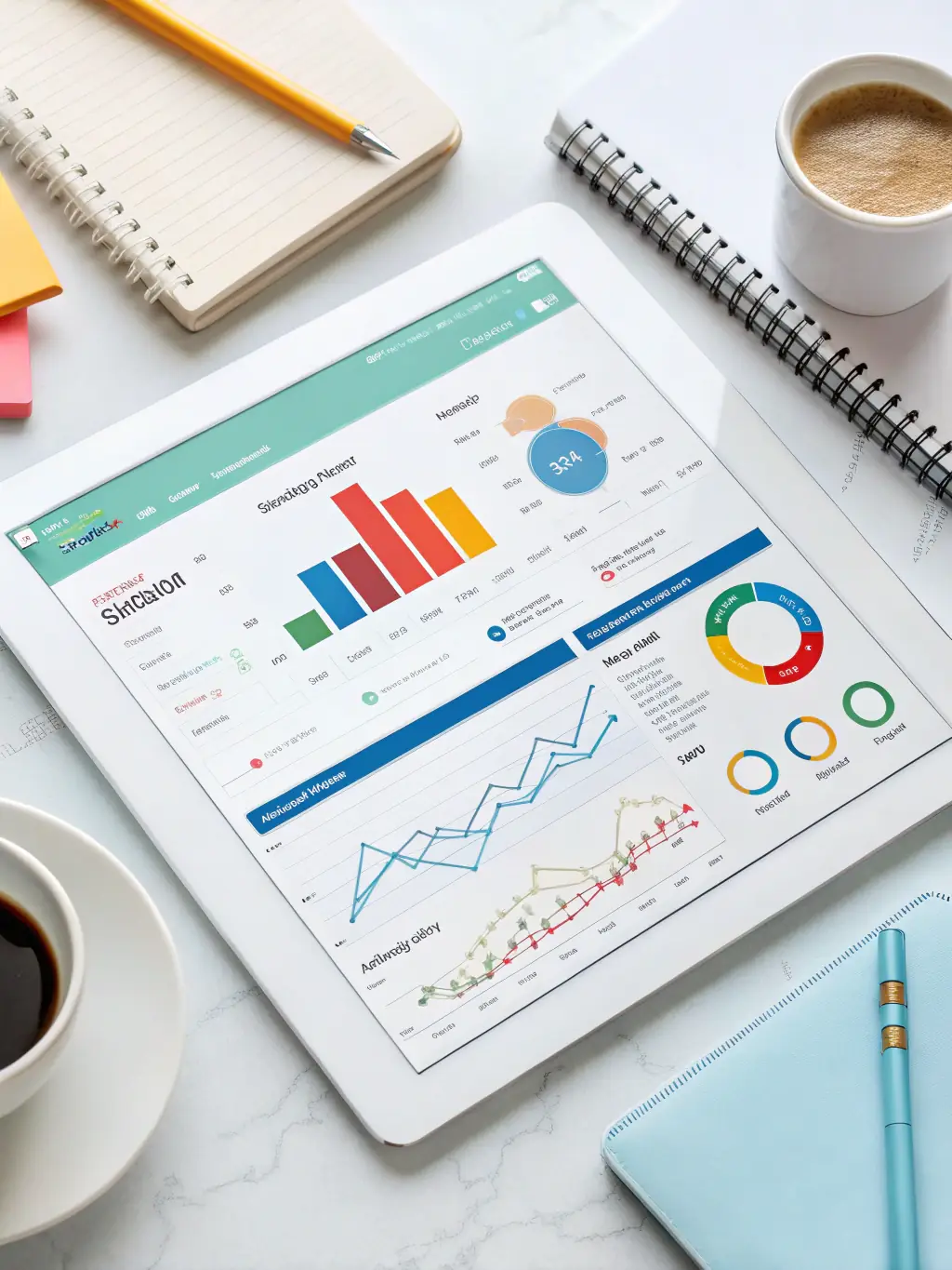 A dynamic image illustrating AI-powered SEO optimization, highlighting keyword analysis, content optimization, and improved search engine rankings for Strix clients.