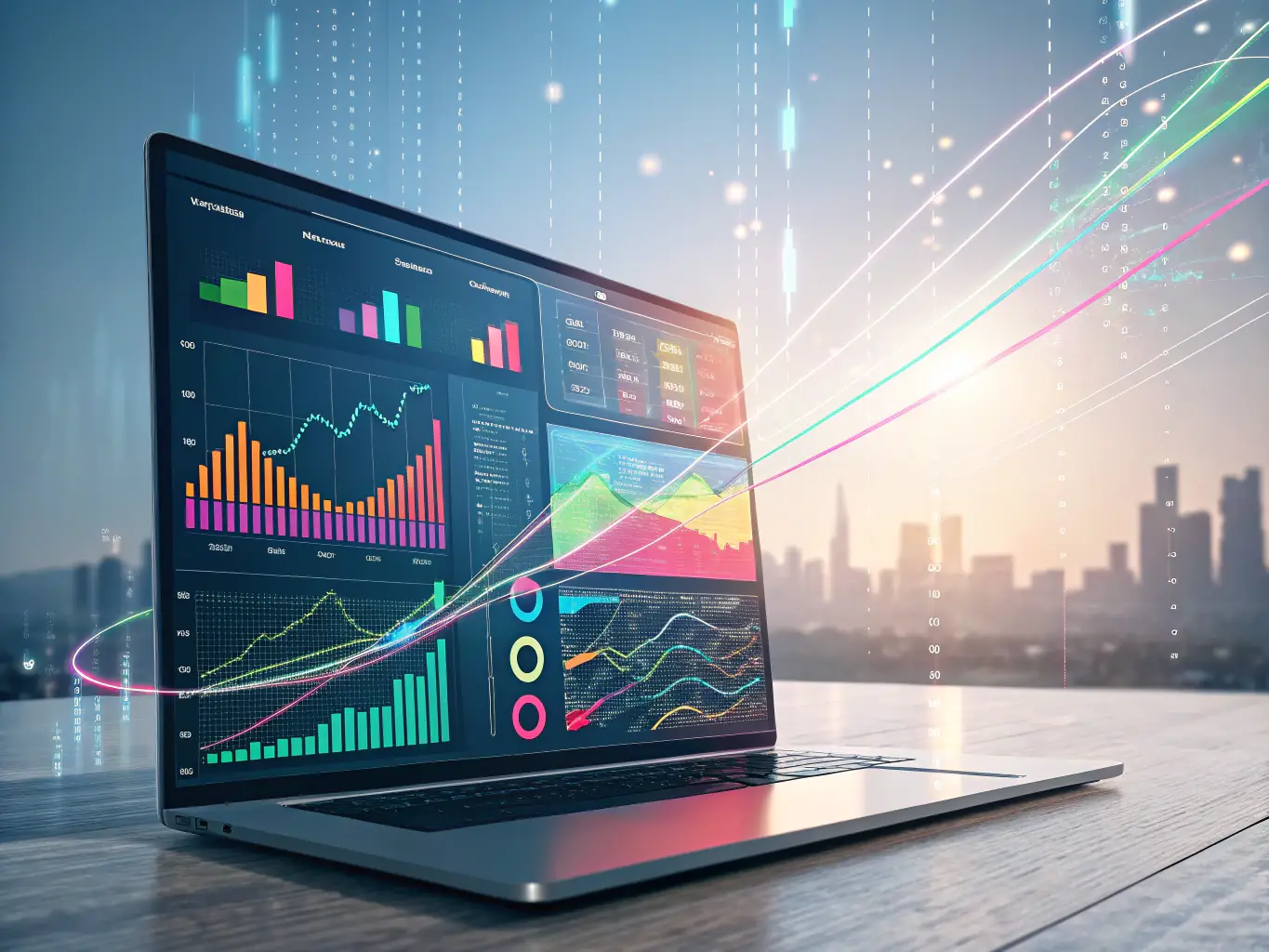 A visually compelling image depicting data analysis and AI algorithms optimizing marketing campaigns, showcasing the power of AI-driven insights.
